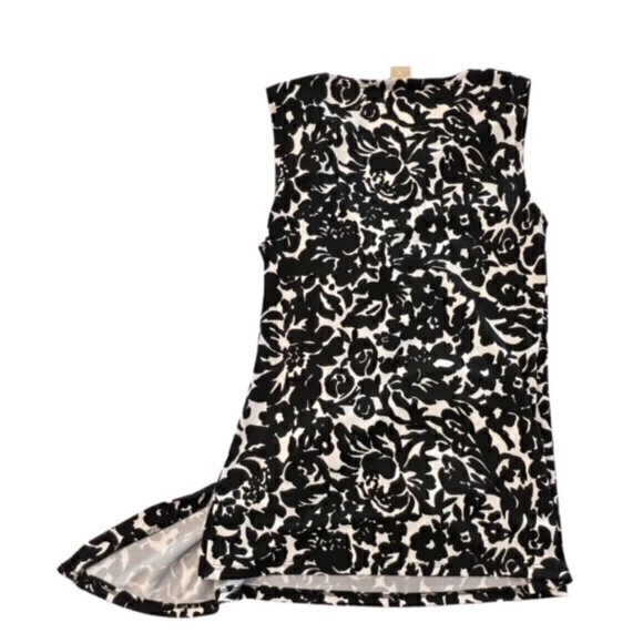 Michael‎ by Michael Kors Women’s S Black Ivory Floral Sleeveless Top Draped Wrap - Picture 2 of 9